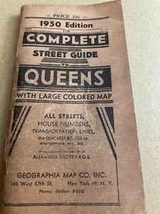 VINTAGE 1950 THE COMPLETE STREET GUIDE TO QUEENS - Picture 1 of 3