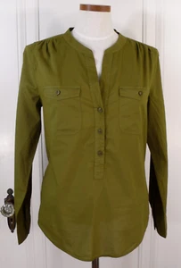 NWT J. CREW GARMENT-DYED LIGHTWEIGHT COTTON LONG SLEEVE POPOVER in OLIVE SIZE S - Picture 1 of 3