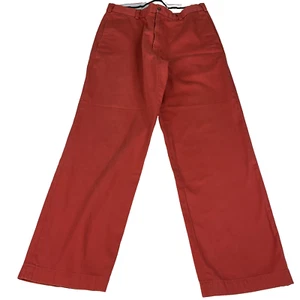 Brooks Brothers Hudson Men's Coral Red Flat Front Chino Pants 34x31 100% Cotton - Picture 1 of 17
