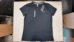 Under Armour Threadborne Short Sleeve Womens Running Top, Black, Size XL, NEW!! - Picture 1 of 6