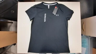 Under Armour Threadborne Short Sleeve Womens Running Top, Black, Size XL, NEW!! - Image 1 of 4