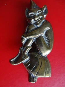 Vintage Antique Brass Dartmoor PIXIE Door Knocker 13cm - Picture 1 of 3