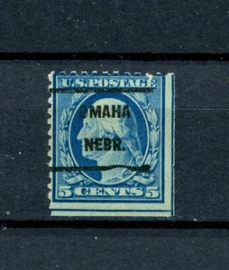 SCOTT # 504  -  ONE 5 CENT PRECANCELED OMAHA , NEBR. STAMP  -  IN FINE CONDITION - Picture 1 of 2