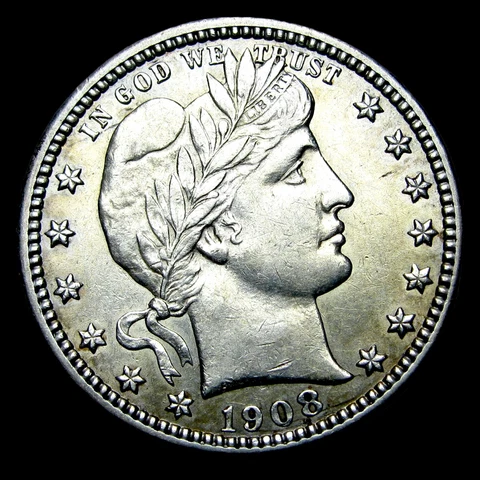 1908-D Barber Quarter Silver  ---- Stunning Details Coin ---- #QQ952 Cover