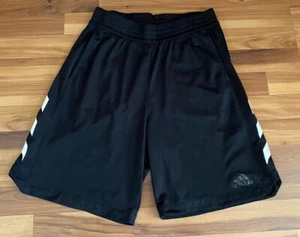 Adidas Athletic Shorts Youth XL 18/20 Black Pockets 3 Stripes 100% Polyester EUC - Picture 1 of 5