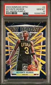 2023 PANINI DONRUSS OPTIC KEYONTE GEORGE UTAH JAZZ MY HOUSE PURPLE PRIZM PSA 10 - Picture 1 of 2