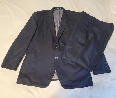 Traje Holland & Sherry Azul Marino 38R 40 33x28 Super 140s Tonal Rayas Lana Merino Foto 1 de 4