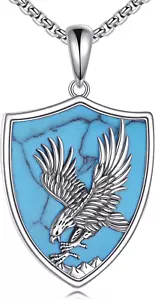 Eagle Shield Necklace 925 Sterling Silver Pendant Jewelry Gifts for Women Men - Picture 1 of 6