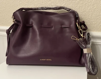 NWT Badgley Mischka Dumpling Bag BMH-500 W/ Handle And Crossbody Strap In Plum - Image 1 of 4