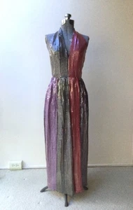 Abito vintage anni 70 Bill Blass colorblock in seta e paillettes - Foto 1 di 6