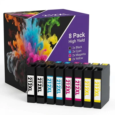 8pack 212XL 212 Ink Cartridges For Epson 212 WF-2830 WF-2850 XP-4105 XP-4100 - Image 1 of 4