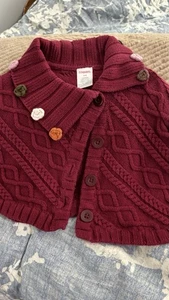 gymboree girls rocky mountain cable knit capelet poncho crochet petals sweater 5 - Picture 1 of 4