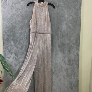 Eliza J Metallic Tie-Waist Halter cocktail party shimmer Jumpsuit women’s 14 - Picture 1 of 13
