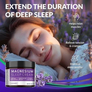 Natural Magnesium Chloride Lavender Sleep Cream Topical Leg Cramp Peaceful Night - Picture 1 of 7