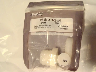 PROLINE NHB-296B  Hose Barb Elbow 3/8-in NYLON BARB x 1/2-in MIP NEW - Image 1 of 3