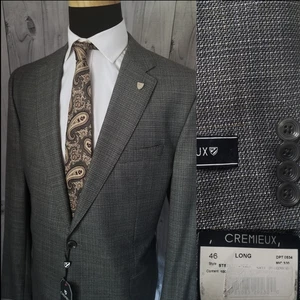 New $495 Cremieux Men Unstructured Blazer 46L 48L Gray Hopsack Sport Coat Jacket - Picture 1 of 24
