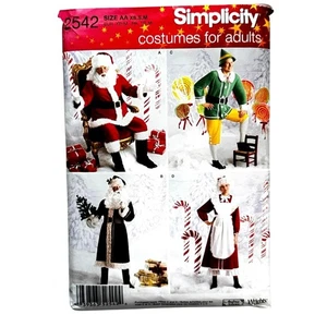 Simplicity 2542 Adult Santa & Mrs Claus Elf Christmas Sewing Pattern XS-M 32-40 - Picture 1 of 5