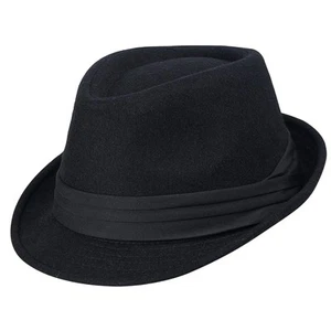 Womens Mens Classic Felt Trilby Hat Short Brim Fedora Hat Black Manhattan Gan... - Picture 1 of 7