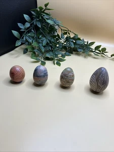 Vintage Carved Marble Fossil Stone Egg - 4- 6cm Eggs #4 Lot Or 4 Stone Eggs - Picture 1 of 9