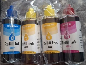 ChemU refill Ink compatible with HP/Cannon printers, set of 4, 100ml each NEW - Picture 1 of 3