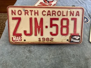 1982 North Carolina License Plate NC w/ 1991 Sticker ZJM 581 - Picture 1 of 4