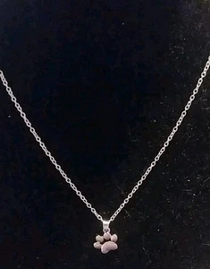 Collana con stampa zampa in acciaio inox argento - ciondolo cane, gatto - Foto 1 di 3