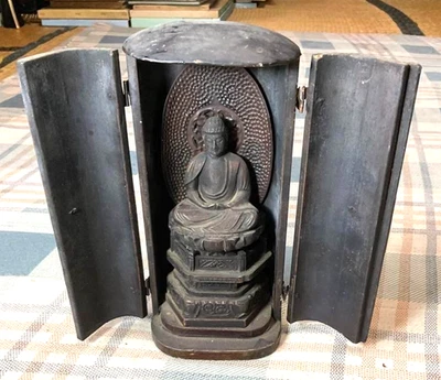 Estatua budista japonesa vintage de madera Amida Nyorai con Zushi H20 cm Showa envío gratuito Foto 1 de 4