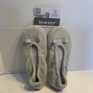 isotoner Chevron Women's Ballet Slippers Suede Sole gray SM 5-6 machine washable - Picture 1 of 7