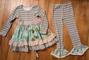 Abito Giggle Moon Boutique bambina con volant in pizzo floreale taglia 4t - Foto 1 di 4