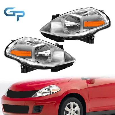 Headlight For Nissan Versa 2007-2012 Halogen Replacement Headlamp Left+Right L+R Foto 1 de 4