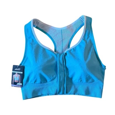 Sujetador deportivo Avia para mujer sin costuras con cremallera frontal soporte medio azul 3XL talla grande Foto 1 de 4