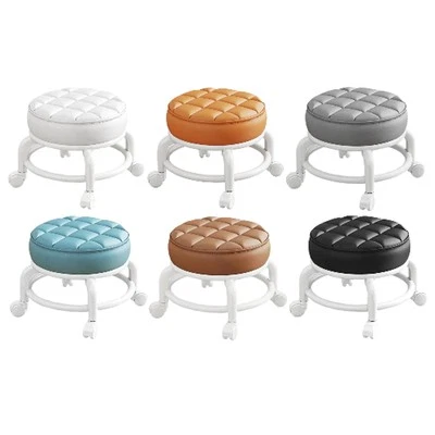Low Roller Seat Stool Round Shoe Changing Stool Seat for Kitchen and Living Room - Image 1 of 2