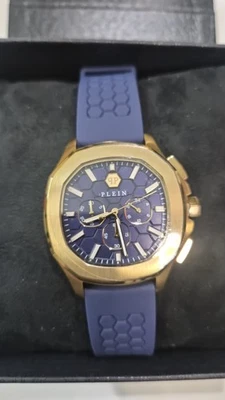 Philipp Plein Octagonal Cronógrafo Esfera Azul Correa Silicona Azul - PWSAA0323 Foto 1 de 4