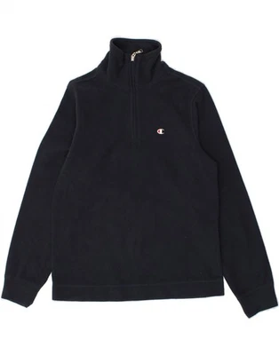 CHAMPION Boys Zip Neck Fleece Jumper 9-10 Years Medium Navy Blue Polyester BR21 - Image 1 of 3