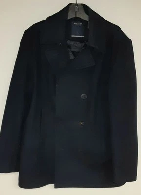 Abrigo grande de lana de doble botonadura azul marino Nautica para hombre - con botones de anclaje  Foto 1 de 4