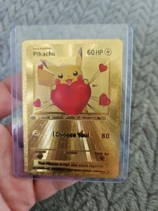I Choose You! Pikachu Gold Foil Fan Art Vinyl Textured Collector Pokemon Card - Picture 1 of 5
