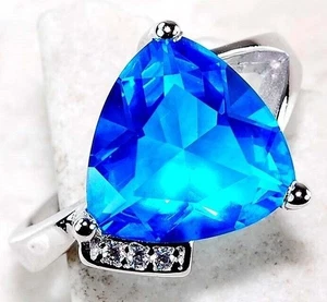 3CT Blue Topaz & White Topaz 925 Solid Sterling Silver Ring Jewelry Sz 7 I2-5 - Picture 1 of 2