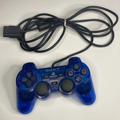 Sony PlayStation 2 DualShock 2 Controller Dark Blue Clear, Genuine OEM, Tested - Image 1 of 4