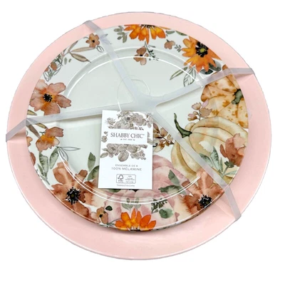 Juego de 8 platos de ensalada de cena de melamina floral otoño calabaza Shabby Chic Acción de Gracias Foto 1 de 4