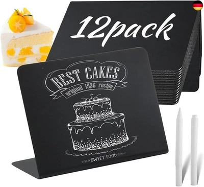 12 Kreidetafel Klein Set, Mini Tafeln zum Beschriften, Preisschilder Aufsteller - Bild 1 von 4