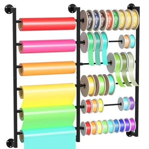 Double 6-Tier Ribbon Storage Organizer, Large Capacity Wall Mount Ribbon Orga... - Foto 1 di 8
