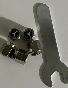 4pcs. Silver Tire Valve Stem Caps For Mercedes Benz , New In Pack - Picture 1 of 2