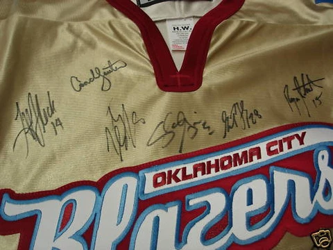 TEAM AUTOGRAPH Oklahoma City OKC BLAZERS Hockey Jersey Cover