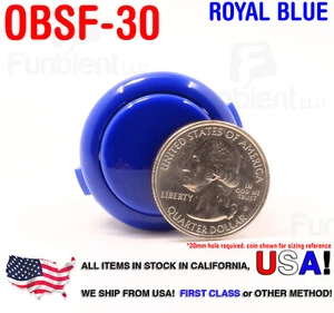 Interruptor de apagado de guitarra Sanwa Denshi original OBSF-30 ROYAL AZUL JAMMA - Imagen 1 de 8