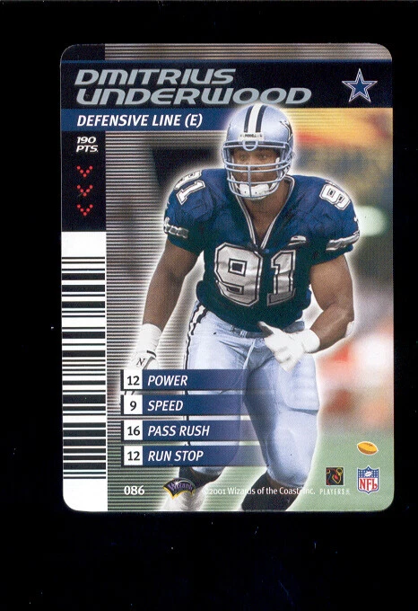  2002 NFL Showdown DMITRIUS UNDERWOOD Dallas Cowboys 1ST & Goal Rare Card - Image 1 of 1