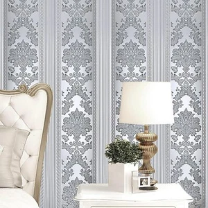 Silver Grey Wallpaper Roll Damask Glitter Embossed Textured Non-Woven`Wall Paper - Picture 1 of 22