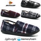 MENS DUNLOP MEMORY FOAM SLIPPERS LOAFERS FUR LINED TWIN GUSSET WINTER SHOES SIZE