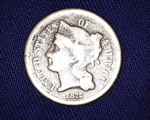 1872 3 Cent Piece Circulated  Nice Details   #TR109 Cover