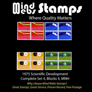 Australian Stamp Sets, 1975 Scientific Development, Complete Set 4, Blocks 4 MNH - Picture 1 of 2