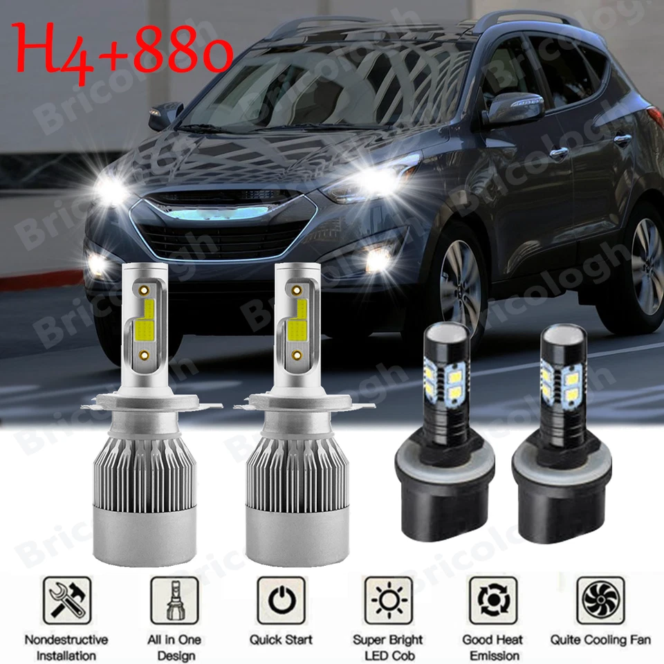Combo Kit de faros LED para Hyundai Tucson 2005-2013 haz alto/bajo + bombillas antiniebla Foto 1 de 4